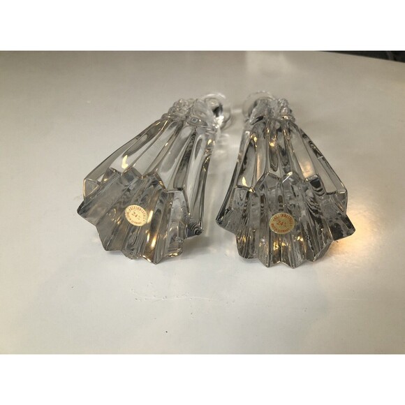 Vintage Glass Crystal Angel Figurines Set Of 2 6 Inches Tall Free Standing - Picture 2 of 6